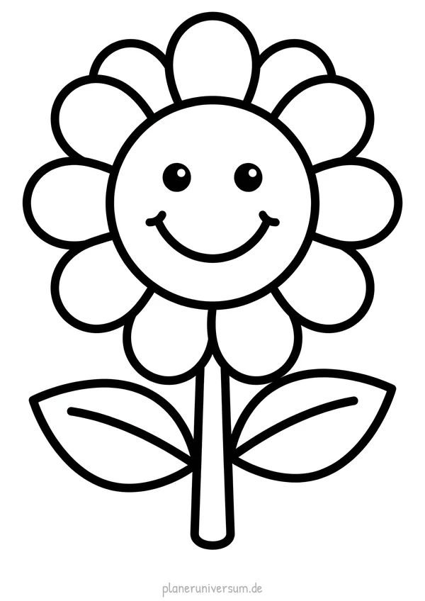 Eine fröhliche Blume mit lächelndem Gesicht und großen Blütenblättern