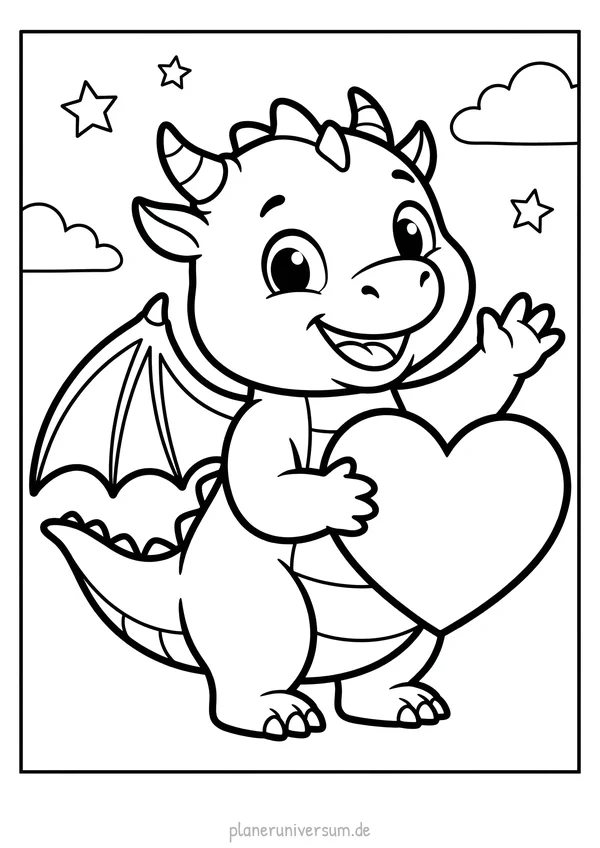 Vorschau: Drache Ausmalbild kostenlos zum Ausdrucken