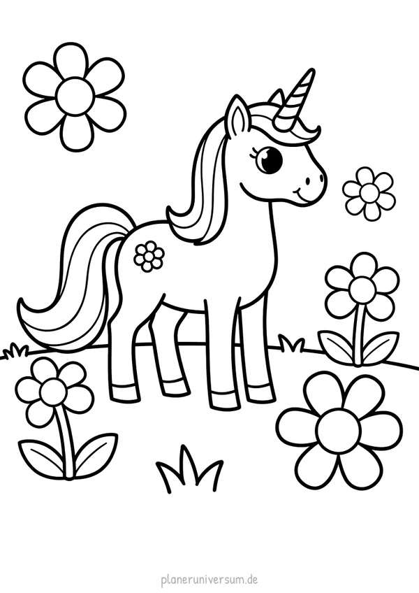 Vorschau: Einhorn Ausmalbild kostenlos zum Ausdrucken